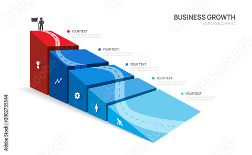 Business success infographic template with5 steps road map milestones diagram, presentation vector infographic.