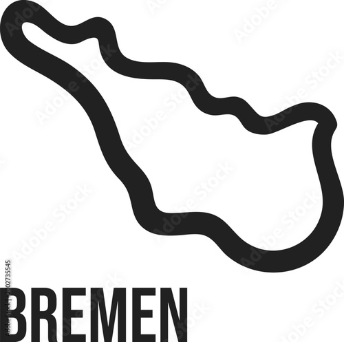 Bremen State Stylized Map Outline, Germany, Minimal Black Vector, Isolated
