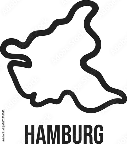 Hamburg State Stylized Map Outline, Germany, Minimal Black Vector, Isolated