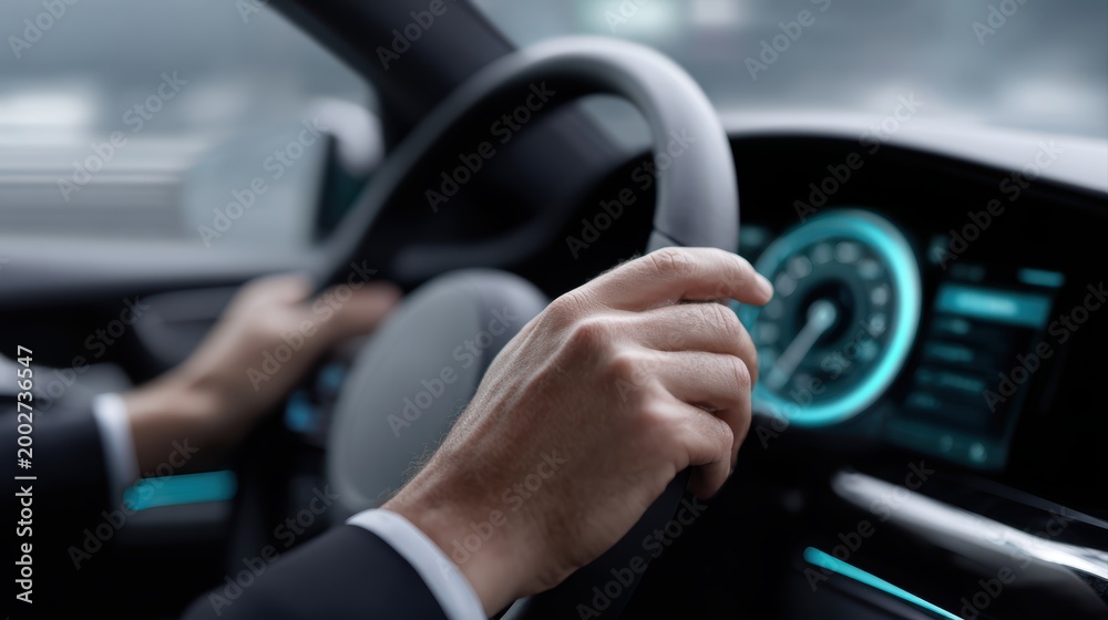 Naklejka premium Smart transportation autonomous driving UI futuristic concept