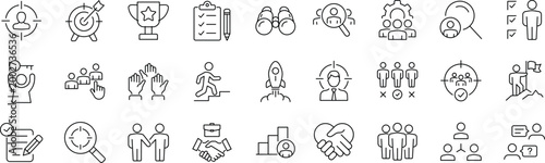 Tablou pe pânză Headhunting set of web icons in line style
