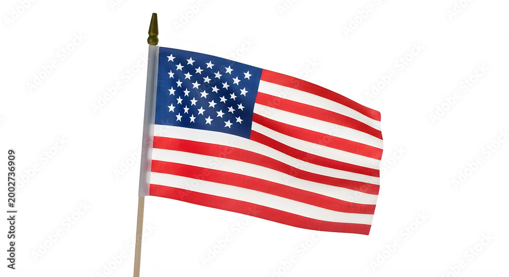 Obraz premium Usa independence day american flag waving isolated on transparent background