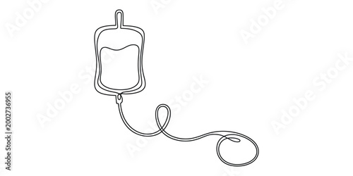 Continuous line drawing of an iv bag