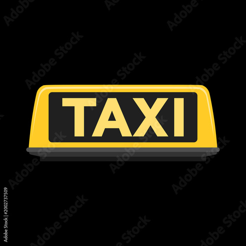 Taxi sign for cab icon isolated on black background