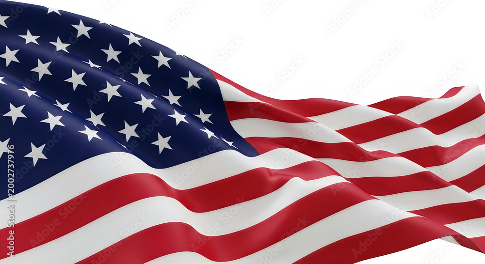 Obraz premium Usa independence day waving american flag patriotic symbol isolated on transparent background