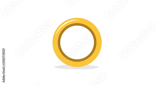 Golden Ring Isolated on White Background, Circular Shape