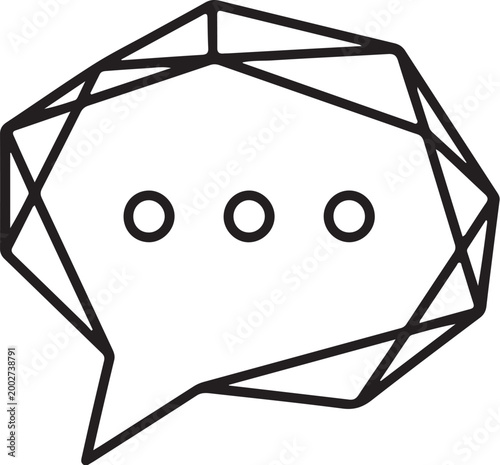 Minimal speech bubble icon, geometric shape, clean vector
