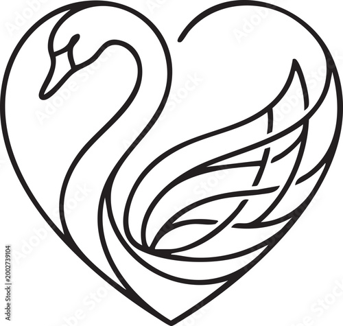 Swan Love Shape Icon