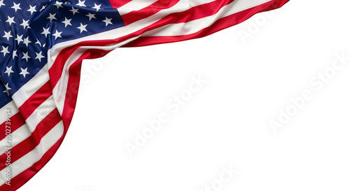 Usa independence day waving american flag corner isolated on transparent background