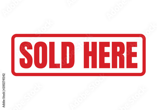 Classic rectangular red stamp graphic with the words Sold Here written in a bold clean font