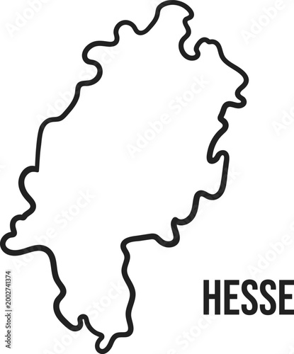 Hesse State Stylized Map Outline, Germany, Minimal Black Vector, Isolated