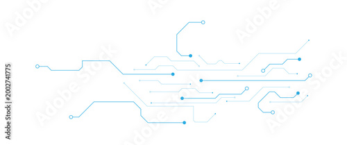 AI circuit board background vector with wires, chip and electronic component illustration. Digital technology design for AI innovation, web banner and presentation template.