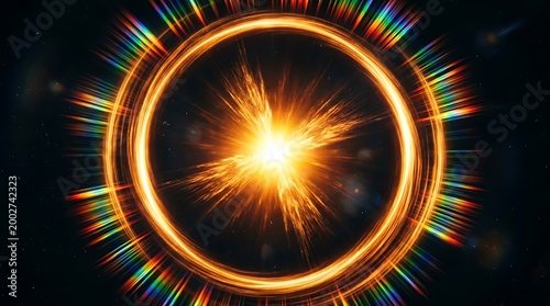 Vibrant Cosmic Explosion with Rainbow Ring