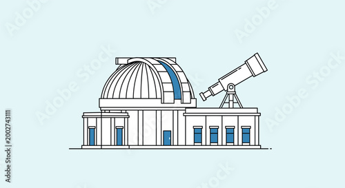 Modern astronomical observatory building equipped with a large telescope for scientific space research and celestial observation.