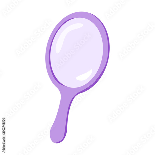 Lavender hand mirror. Vector illustration of cosmetic accessory for personal care and salon isolated on white background.