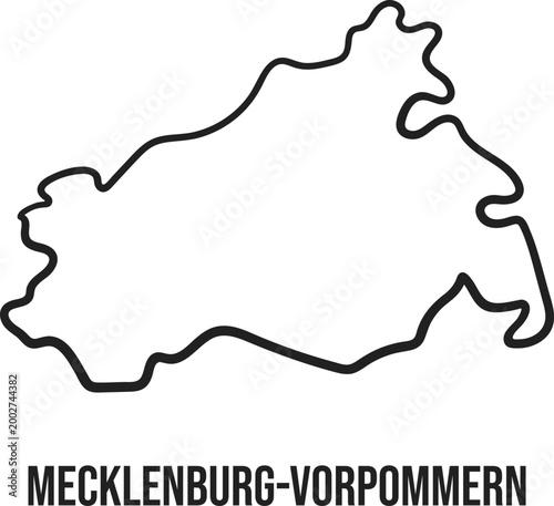 Mecklenburg Vorpommern State Simplified Map Outline, Germany, Minimal Black Vector, Isolated