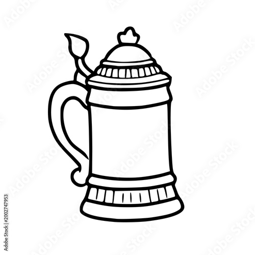 Фотография traditional german beer stein minimalist outline illustration