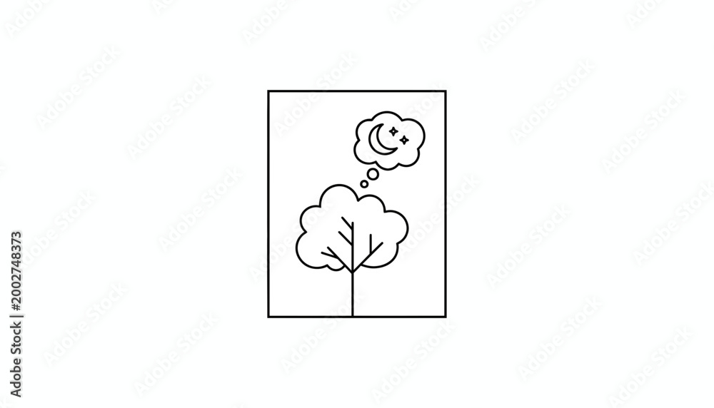 Fototapeta premium Tree Dreaming of Night Sky with Moon and Stars