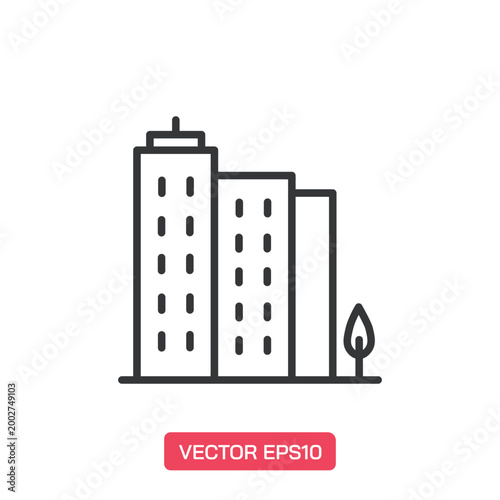 Building icon. Thin line icon vector