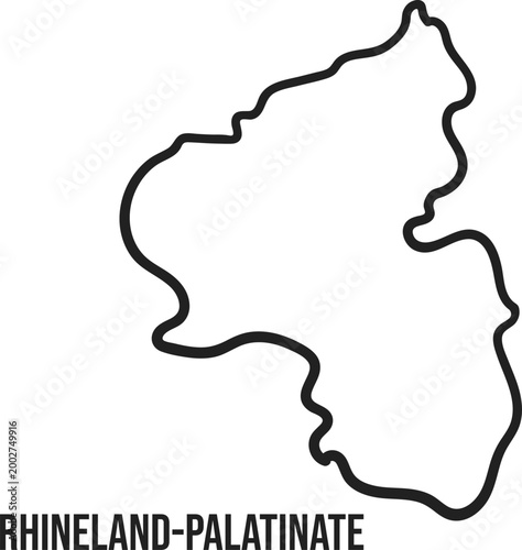 Rhineland-Palatinate State Simplified Map Outline, Germany, Minimal Black Vector, Isolated on Transparent Background
