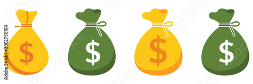 Money bag icon, finance currency graphics, cash savings symbols, investment wealth concept, vector illustration