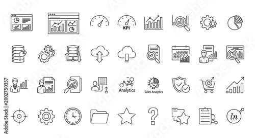 Collection of Hand Drawn Business and Technology Icons.