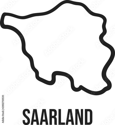 Saarland State Simplified Map Outline, Germany, Minimal Black Vector, Isolated on Transparent Background