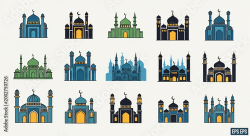 Collection of Islamic Mosques Architectural Designs.