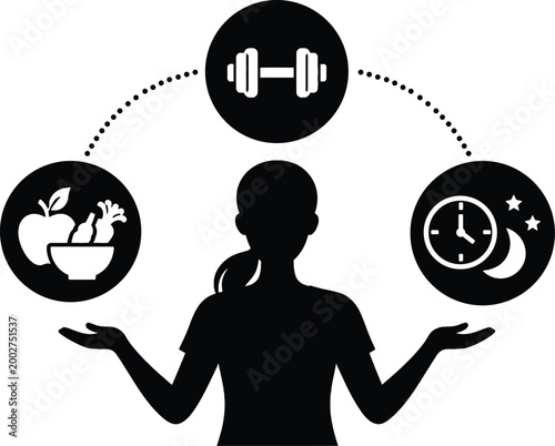 Healthy Lifestyle Balance with Icons Illustration