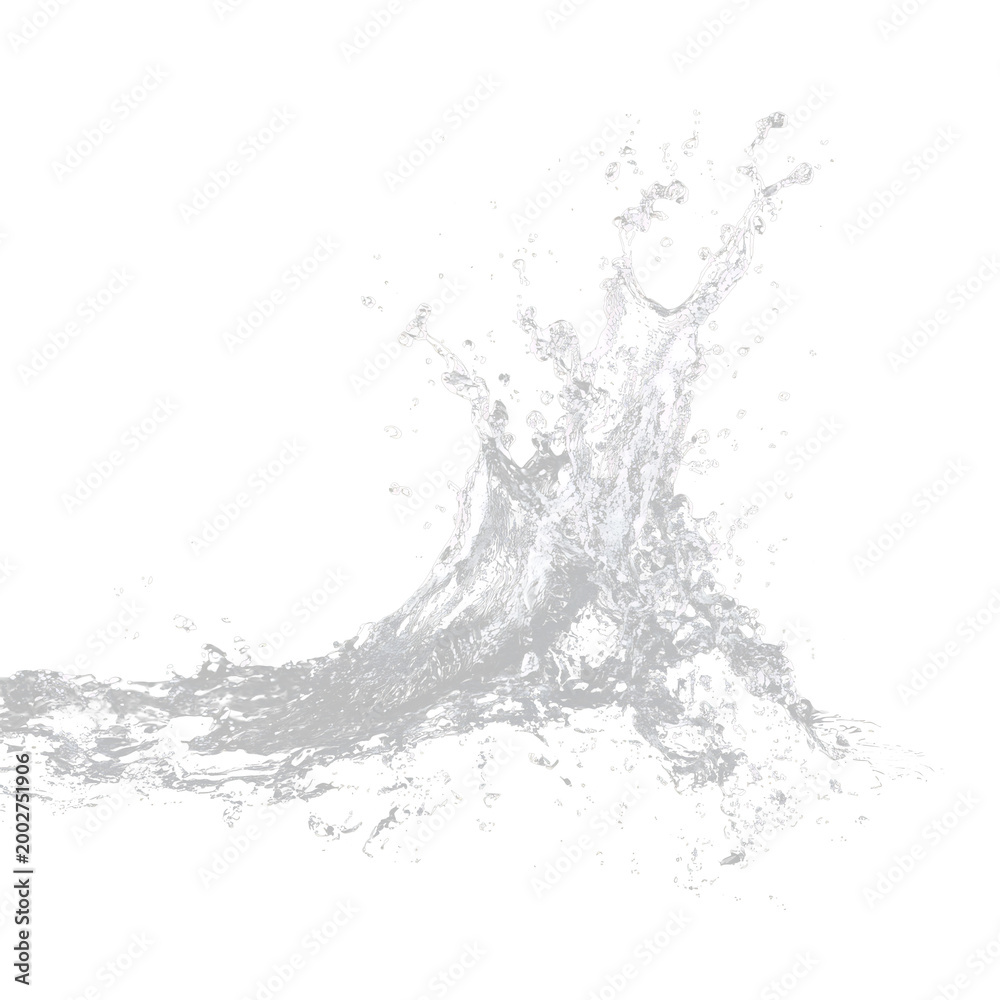 Obraz premium Water splash with clear droplets against a black and white background