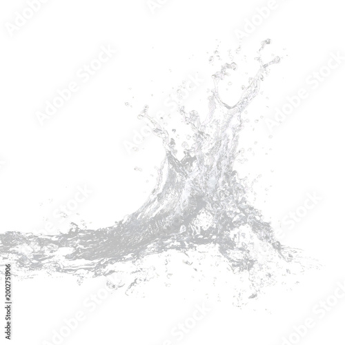 Water splash with clear droplets against a black and white background