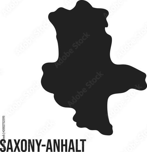 Saxony-Anhalt State Silhouette Map Simplified,Germany,Minimal Black Vector, Isolated