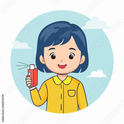 Child spraying mosquito repellent