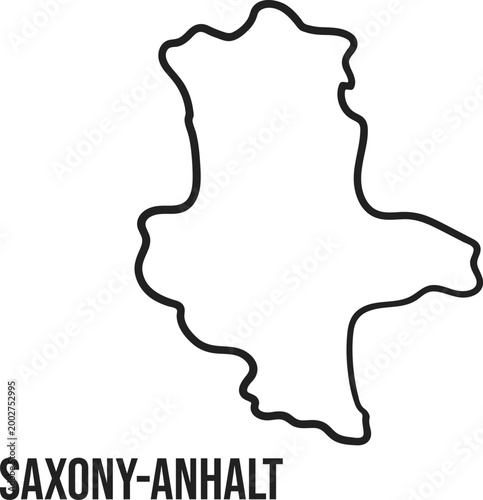 Saxony-Anhalt State Simplified Map Outline, Germany, Minimal Black Vector, Isolated on Transparent Background