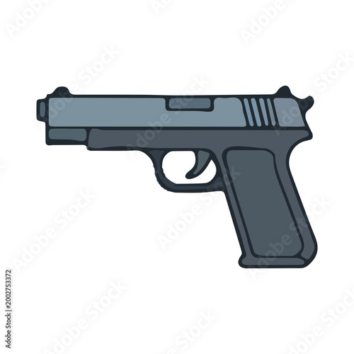 Vector Illustration of a Semi-Automatic Handgun Pistol