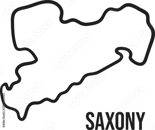 Saxony State Simplified Map Outline, Germany, Minimal Black Vector, Isolated on Transparent Background