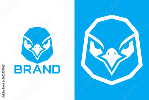 Geometric Eagle Head Vector Logo - Minimalist Blue Falcon Mascot for Esports, Security, and Tech Brands