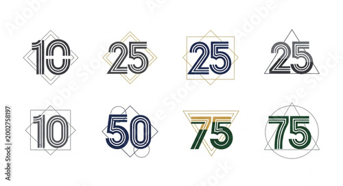Set of stylized numbers for anniversaries or celebrations.