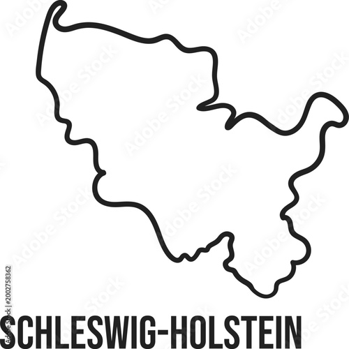 Schleswig-Holstein State Simplified Map Outline, Germany, Minimal Black Vector, Isolated on Transparent Background