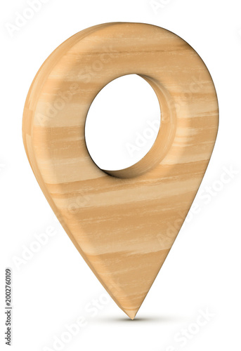 Stylish wooden location marker pin for maps