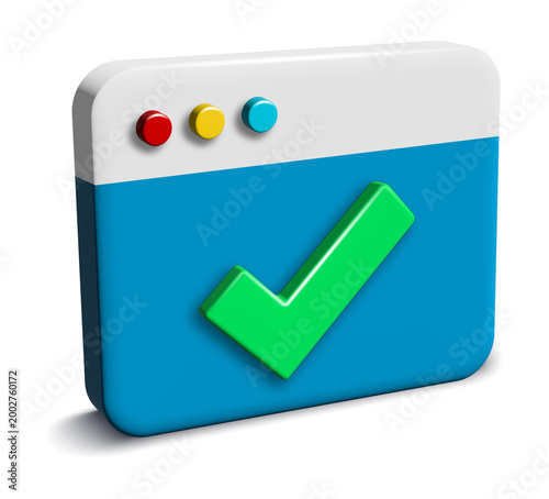 Green check mark on stylish blue window