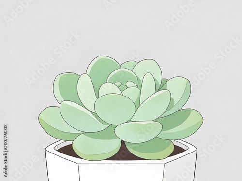 succulent plant in white pot vector design