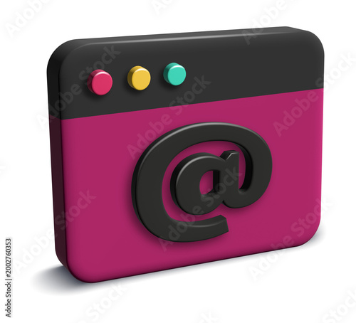 Email icon inside a stylish pink window design