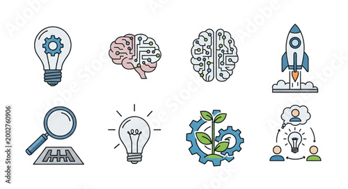 Collection of Icons Representing Innovation and Ideas.