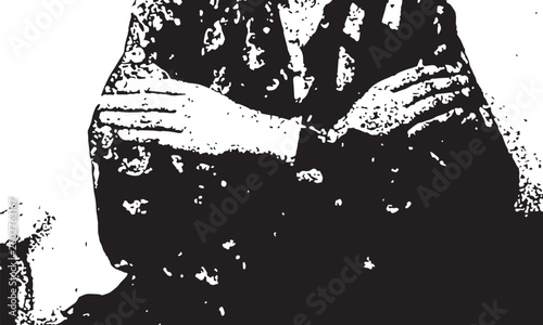 Hand drawn vector ink illustration of a fashion woman face silhouette and black  sketch art design