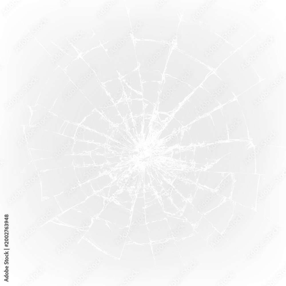 Obraz premium Broken glass shows cracks and damage on a transparent background in a simple layout