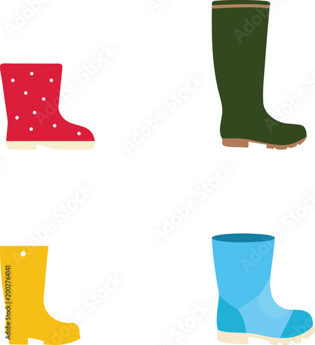 Colorful Rubber Boots Illustration Set