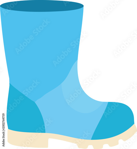 Light blue waterproof rain boot illustration