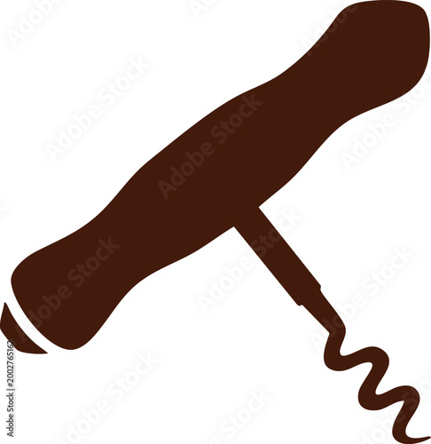 Brown corkscrew wine opener illustration