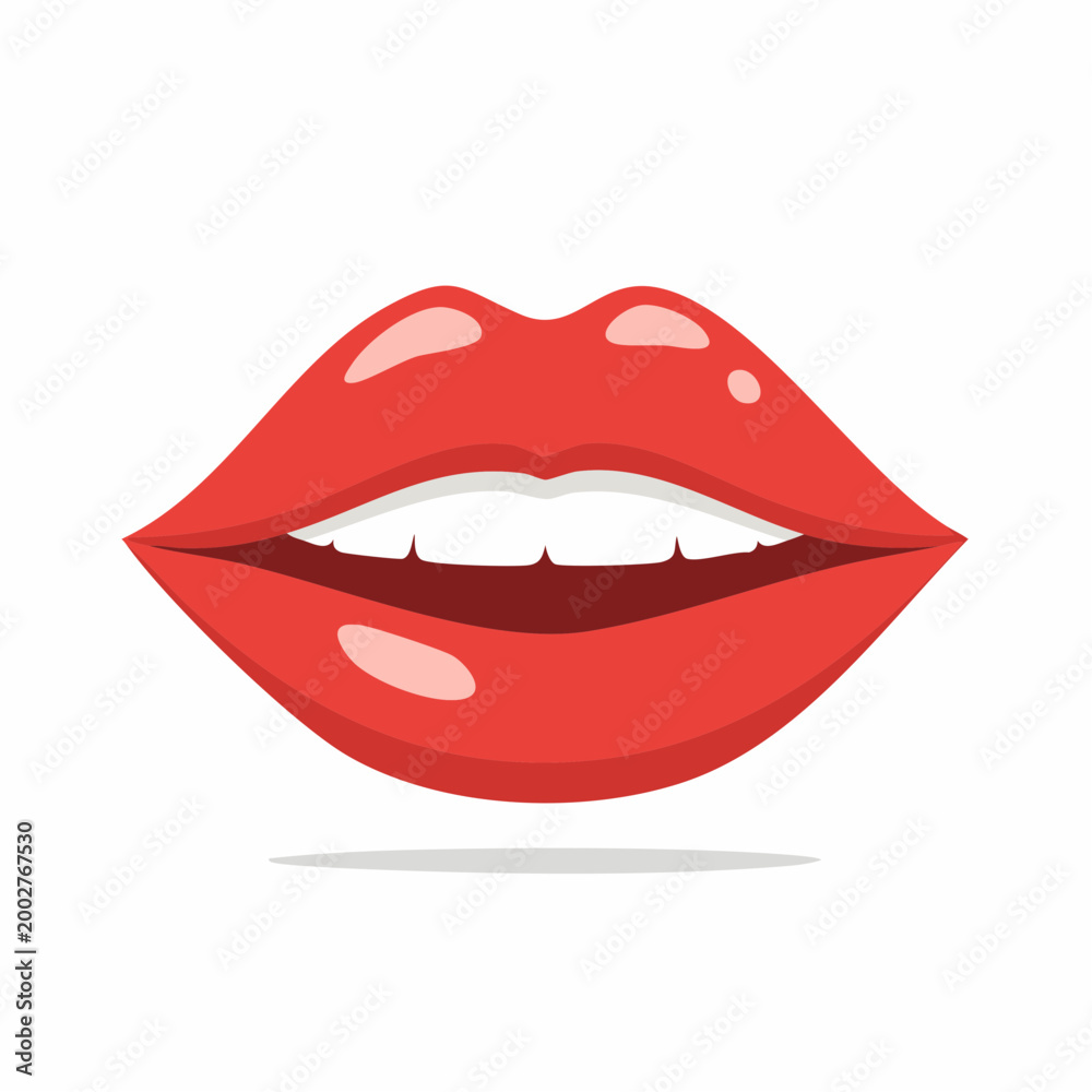 Obraz premium Red Lips with White Teeth